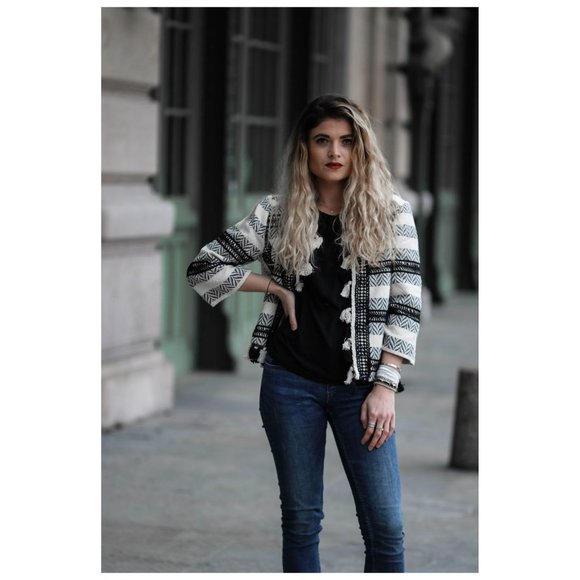 Deby Debo Pom Pom Tassel Jacket Sweater Cardigan Large - Picture 10 of 12